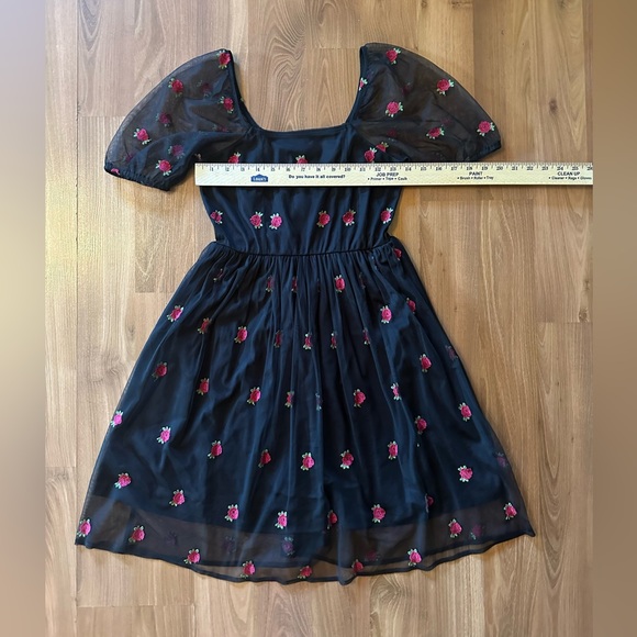 NWT Cosmic Aura Embroidered Rose πΉ Mesh Mini Dress size Small π - Picture 5 of 9